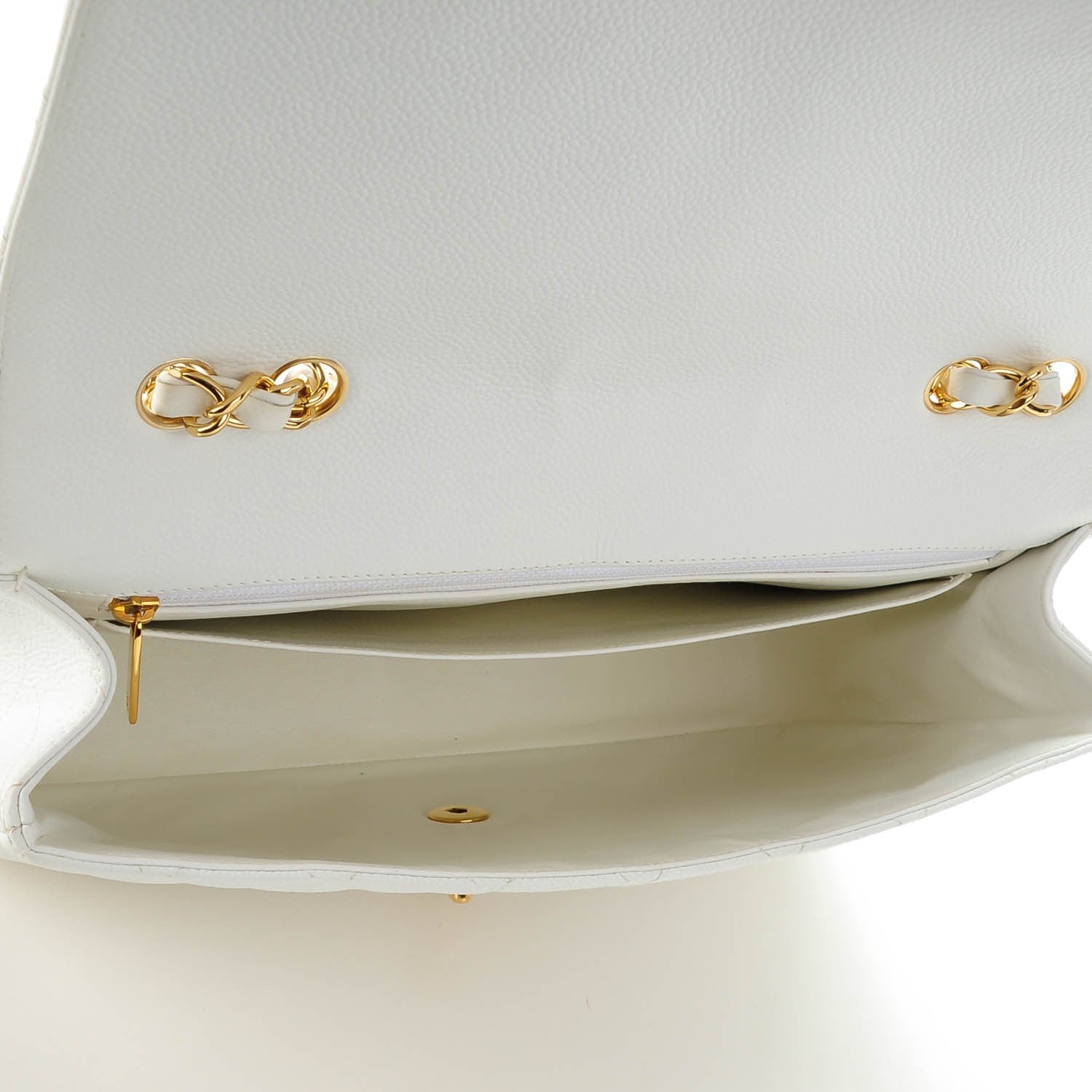 Chanel Caviar Quilted Jumbo Single Flap White 5 of 7