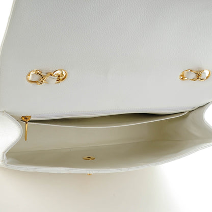 Chanel Caviar Quilted Jumbo Single Flap White 5 of 7
