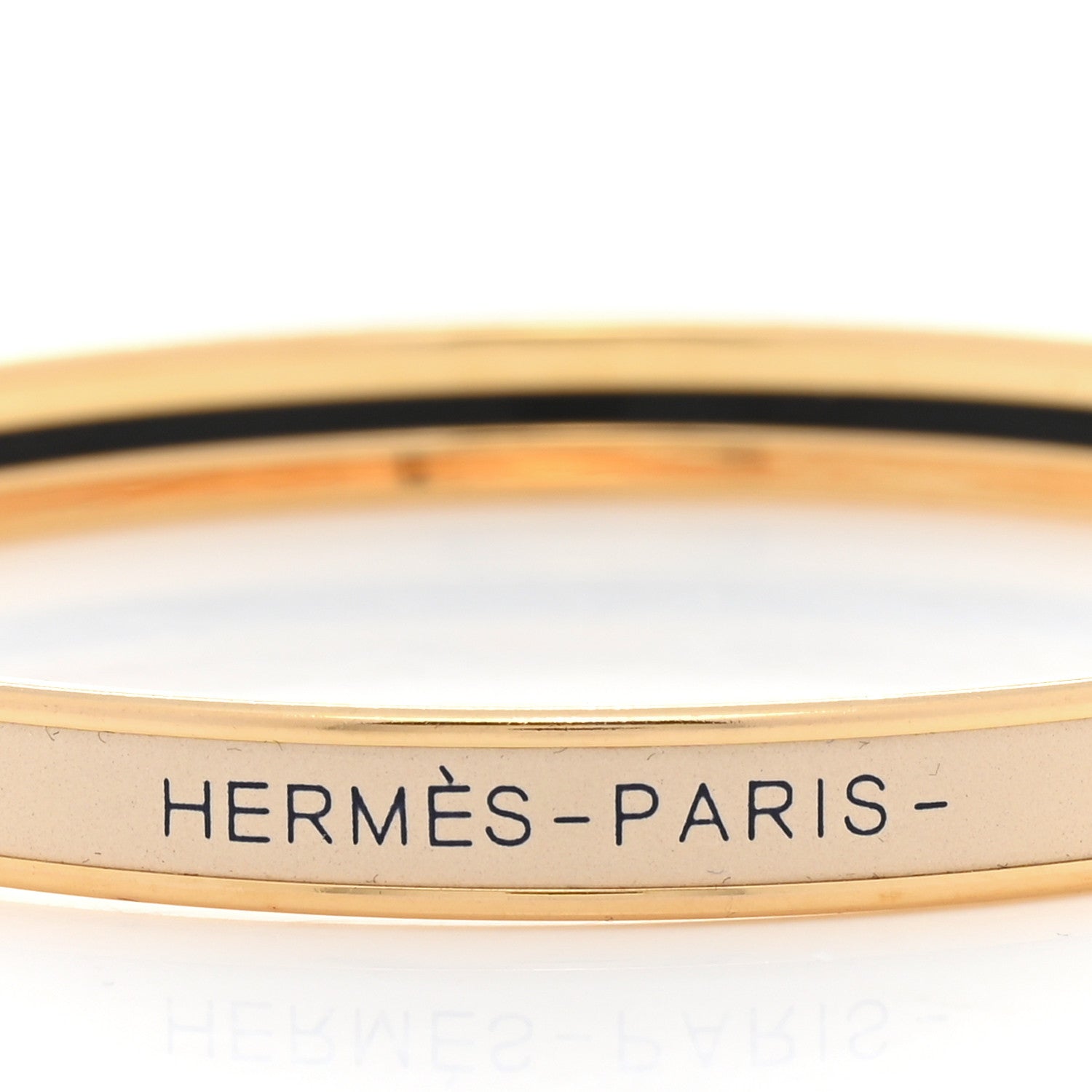 Hermes Enamel Printed Extra Narrow Bracelet 65 Creme 4 of 5