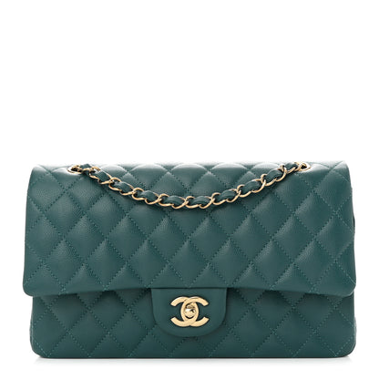 Chanel Caviar Quilted Medium Double Flap Dark Green 1 of 10