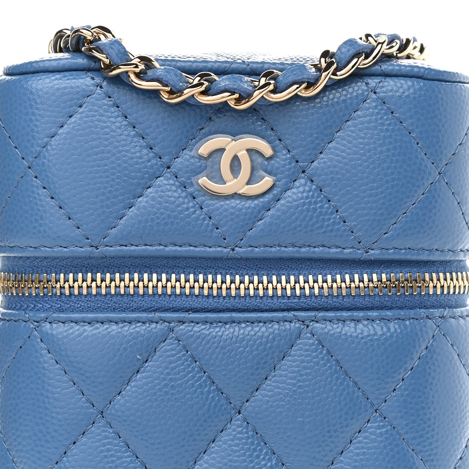 Chanel Caviar Quilted Phone Holder With Chain Blue 8 of 13