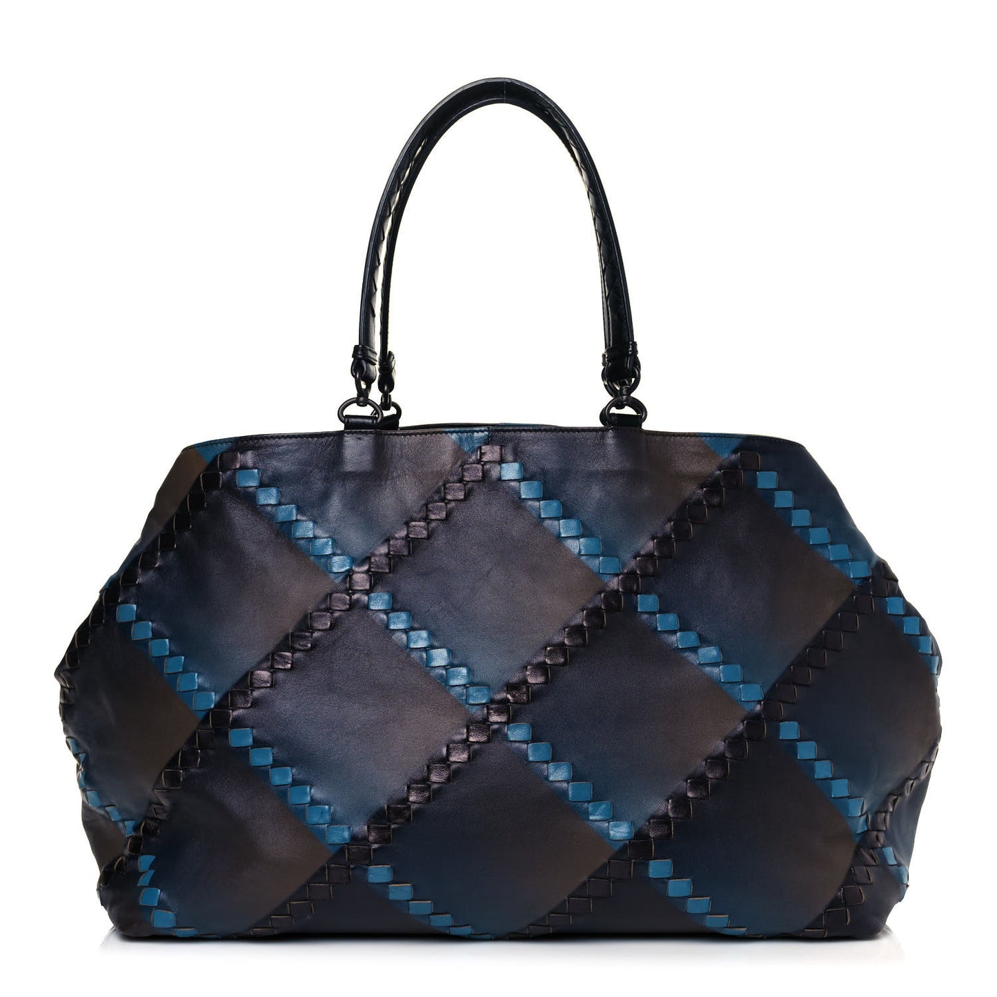 Calfskin Intrecciato Diamond Tote Black Blue