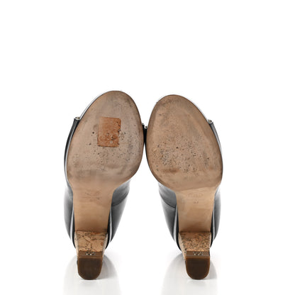 Chanel Lambskin Cork Chain CC Peep Toe Pumps 37 Black 5 of 8
