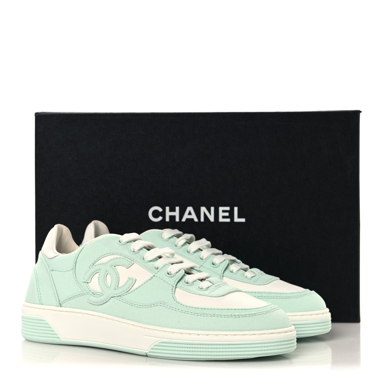 Cotton Sneakers 38.5 Light Turquoise White