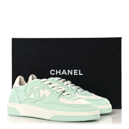 Chanel Cotton Sneakers 38.5 Light Turquoise White 9 of 9