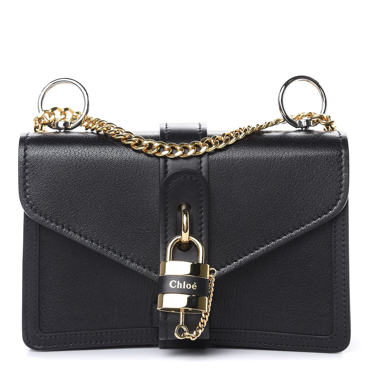 Chloe Shiny Goatskin Calfskin Aby Chain Shoulder Bag Black 1 of 9