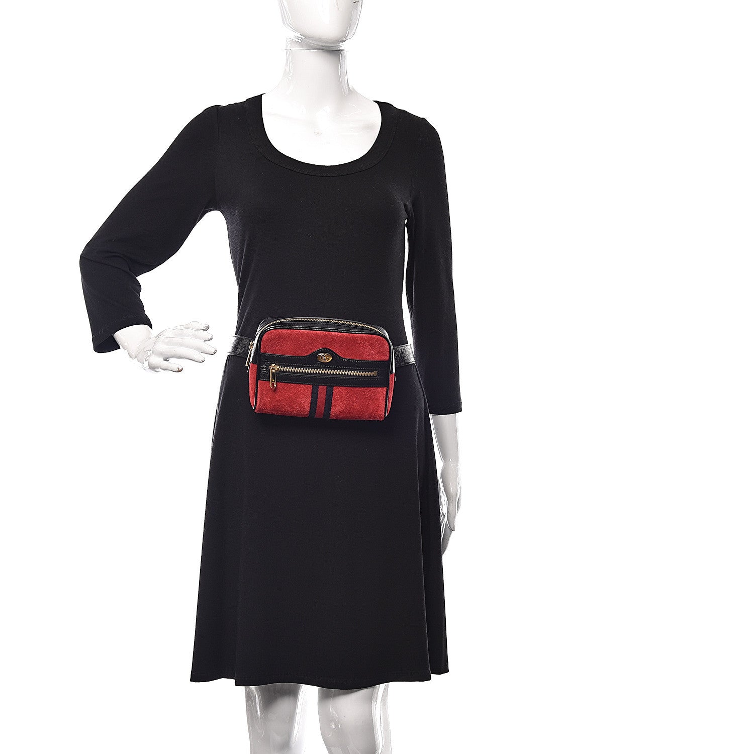 Gucci Suede Small Ophidia Belt Bag 85 34 Hibiscus Red 2 of 10