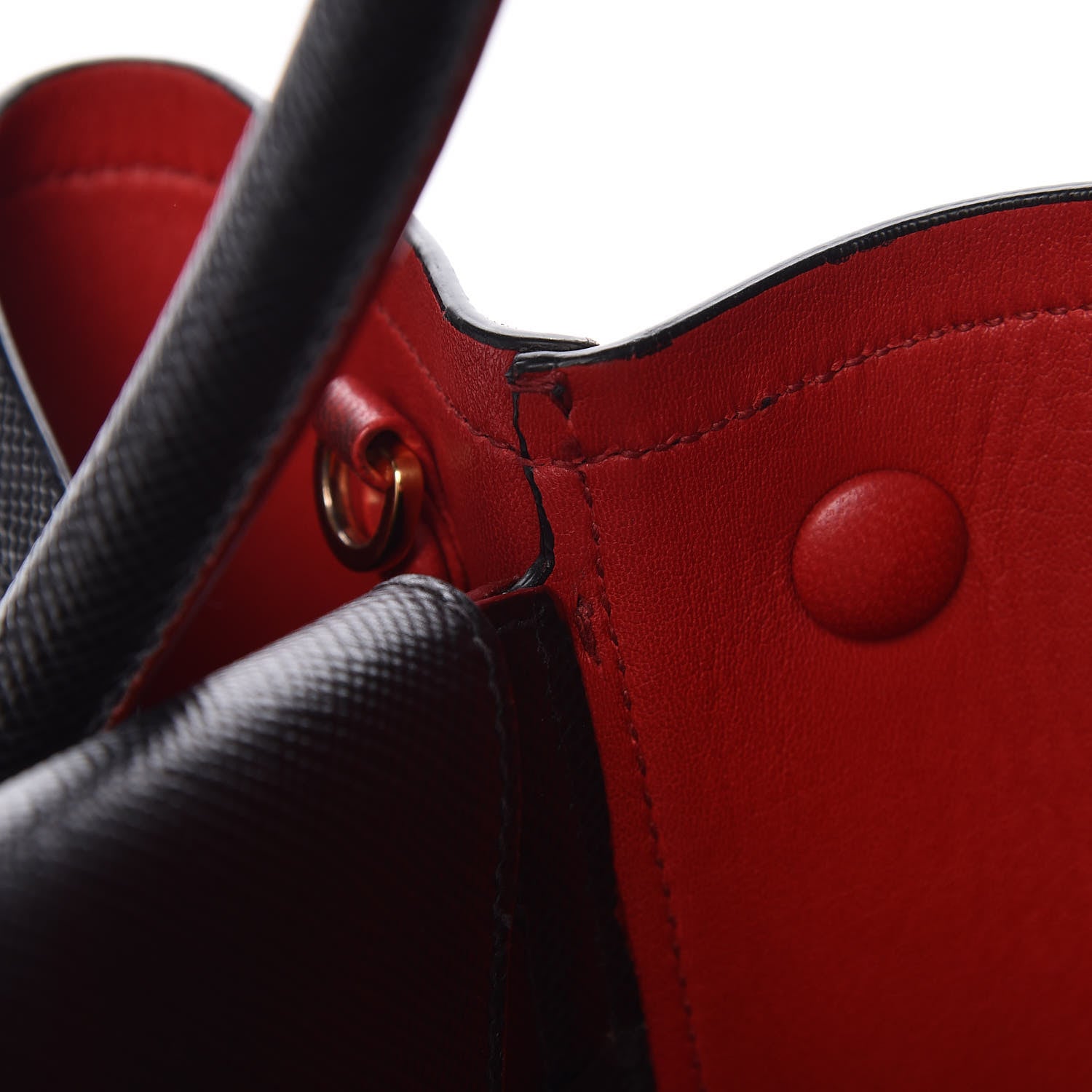 Prada Saffiano Cuir Large Double Bag Black Fuoco 8 of 14