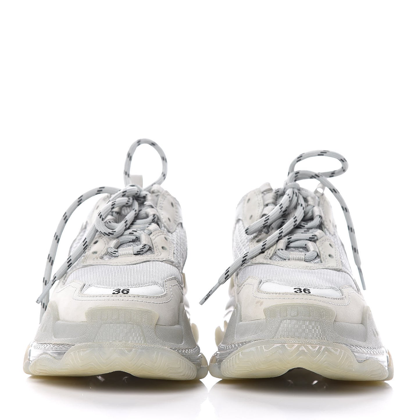 Fabric Mesh Clear Sole Womens Triple S Sneakers 36 Pearl Grey