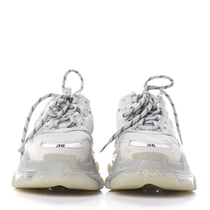 Balenciaga Fabric Mesh Clear Sole Womens Triple S Sneakers 36 Pearl Grey 2 of 8