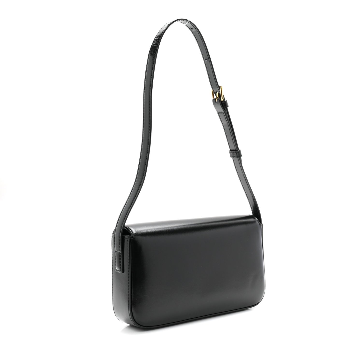 Shiny Calfskin Triomphe Shoulder Bag Black