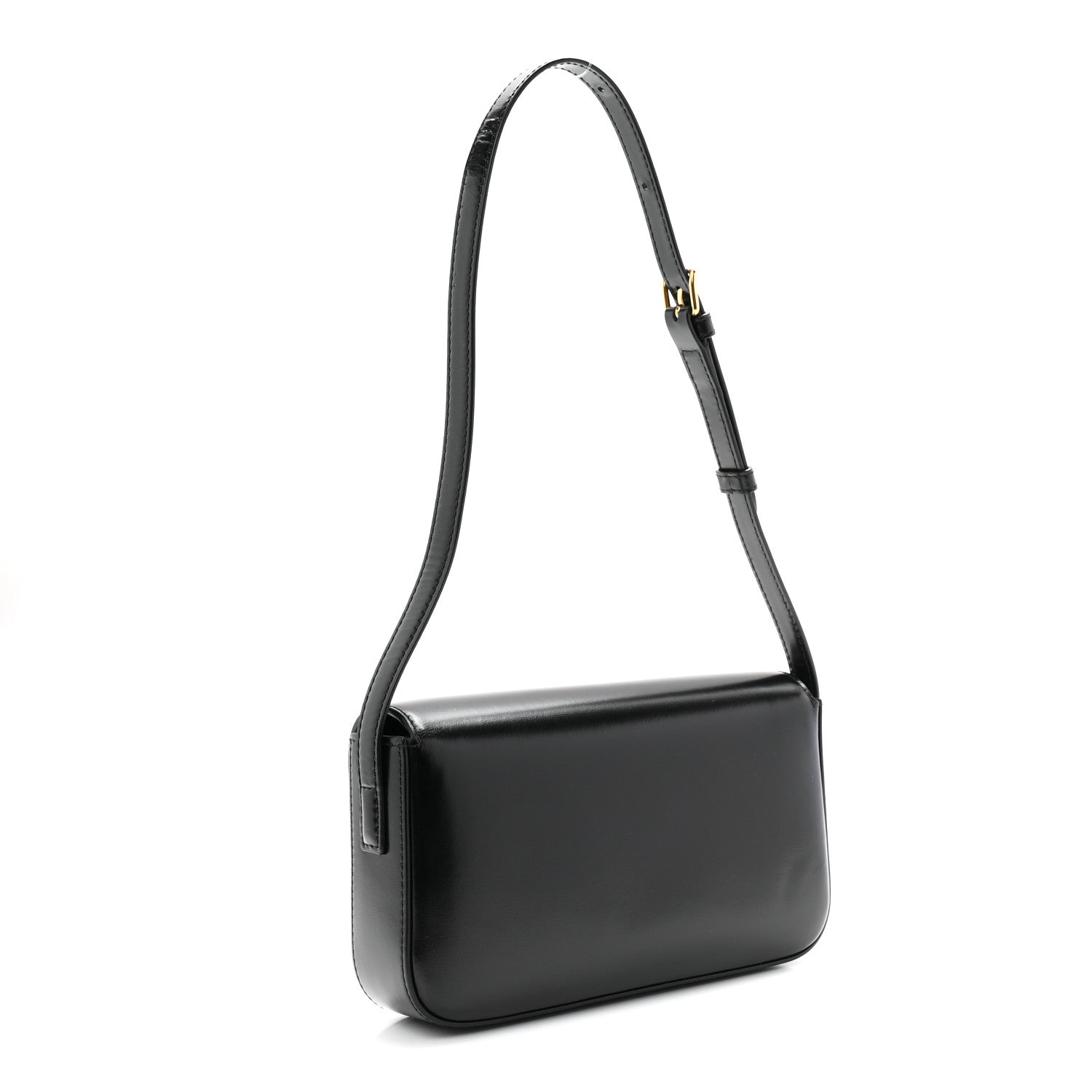 Celine Shiny Calfskin Triomphe Shoulder Bag Black 3 of 10