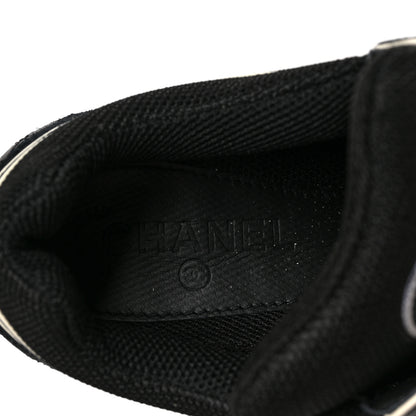 Chanel Toile Suede Calfskin CC Sneakers 40 Black White 7 of 8