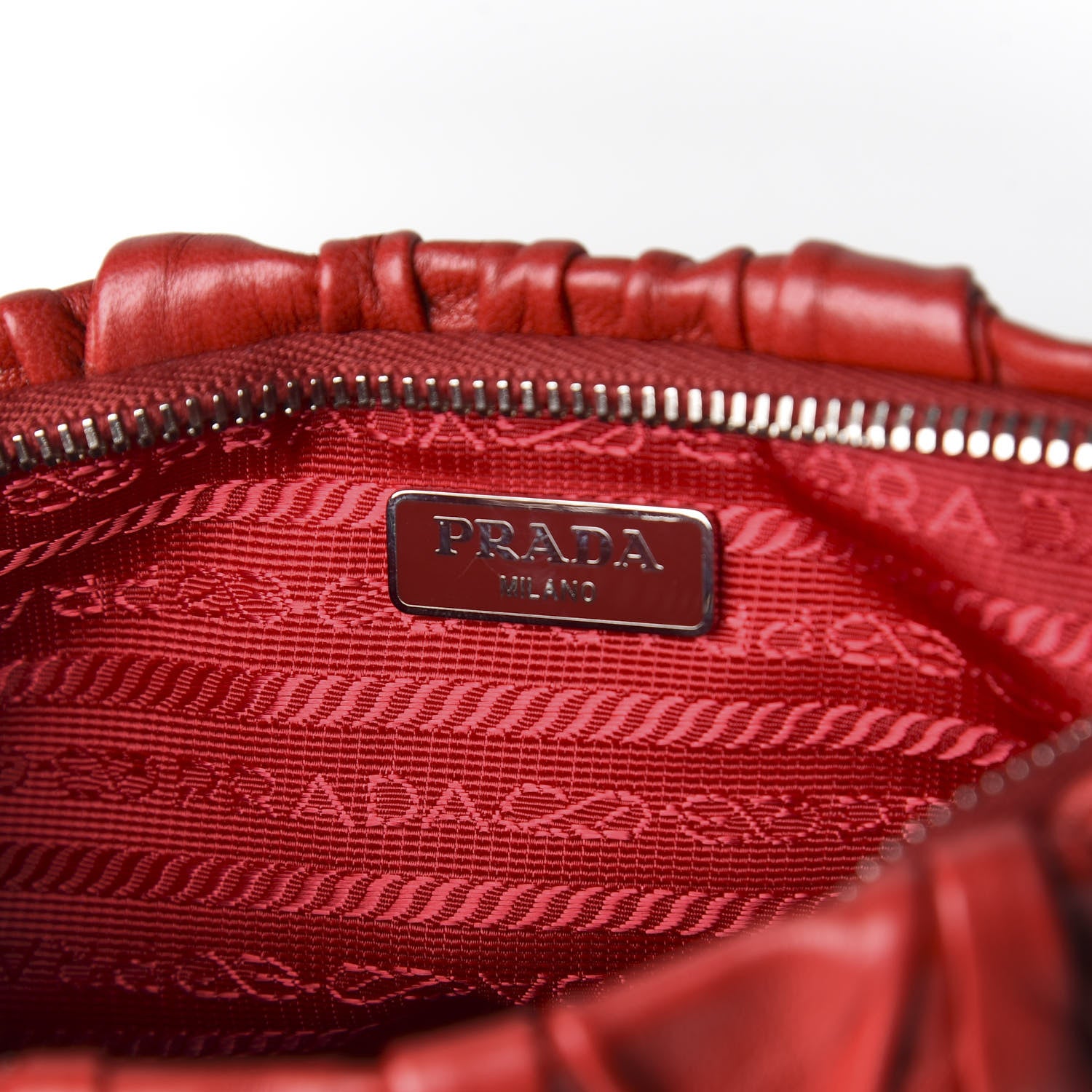 Prada Nappa Gaufre Wristlet Red 7 of 8