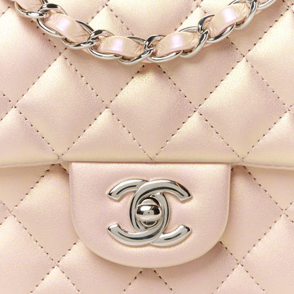 Chanel Iridescent Calfskin Quilted Mini Square Flap Pink 9 of 11