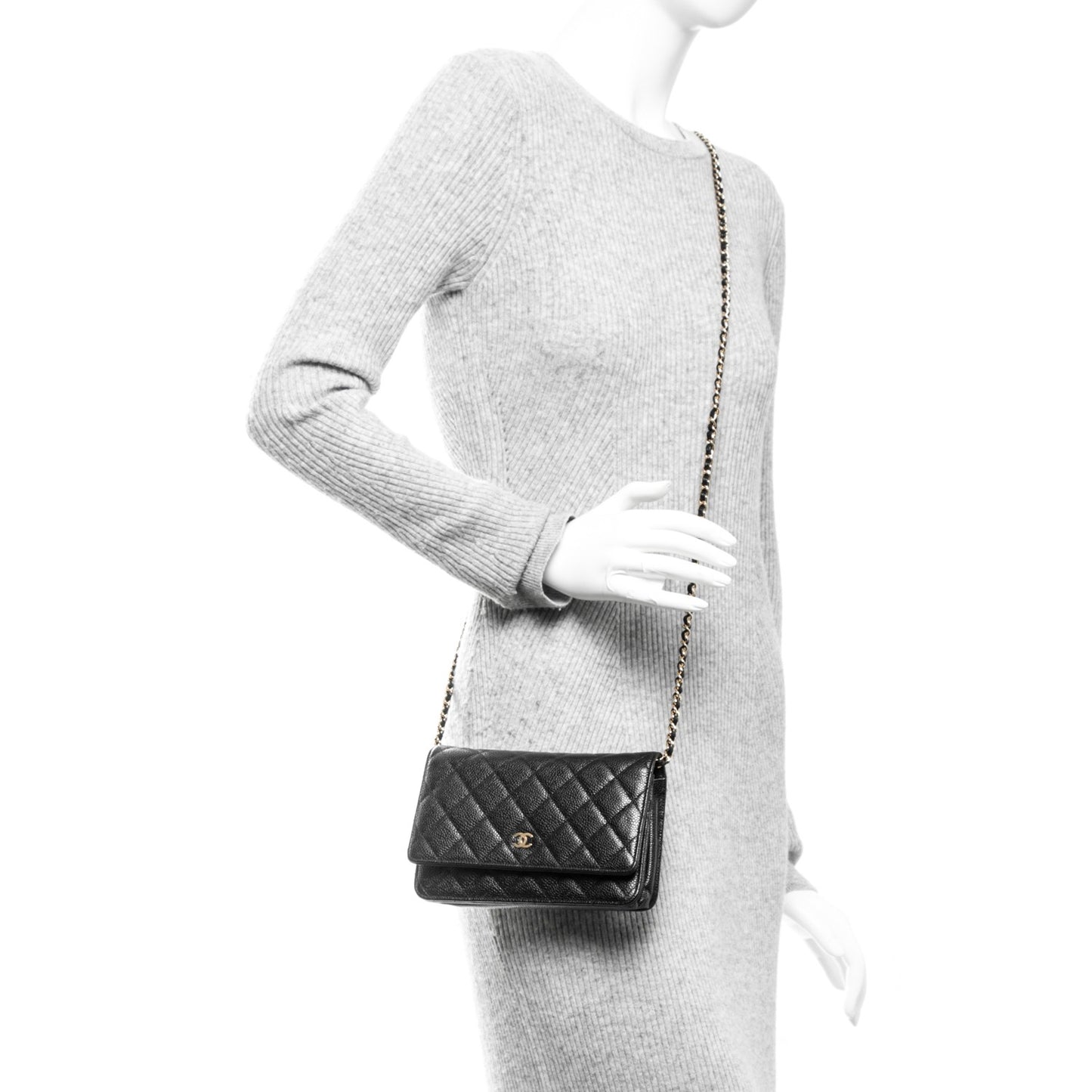 Caviar Quilted Wallet On Chain WOC Black
