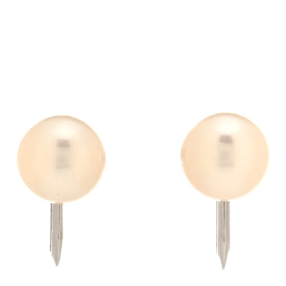 Mikimoto 14K White Gold Akoya Pearl 8mm Screw Back Earrings 1 of 4