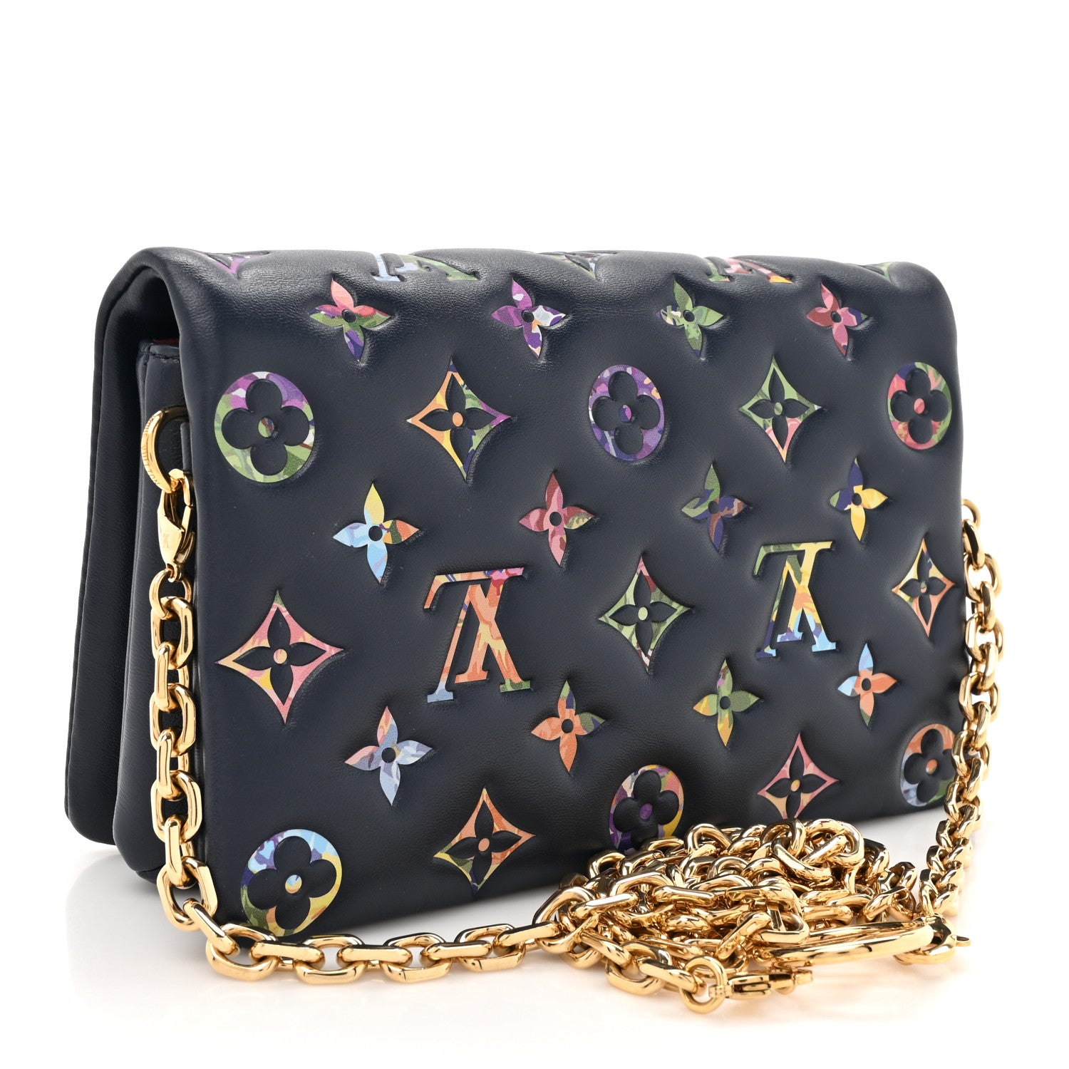 Louis Vuitton Lambskin Embossed Monogram LV Garden Pochette Coussin Navy 3 of 11