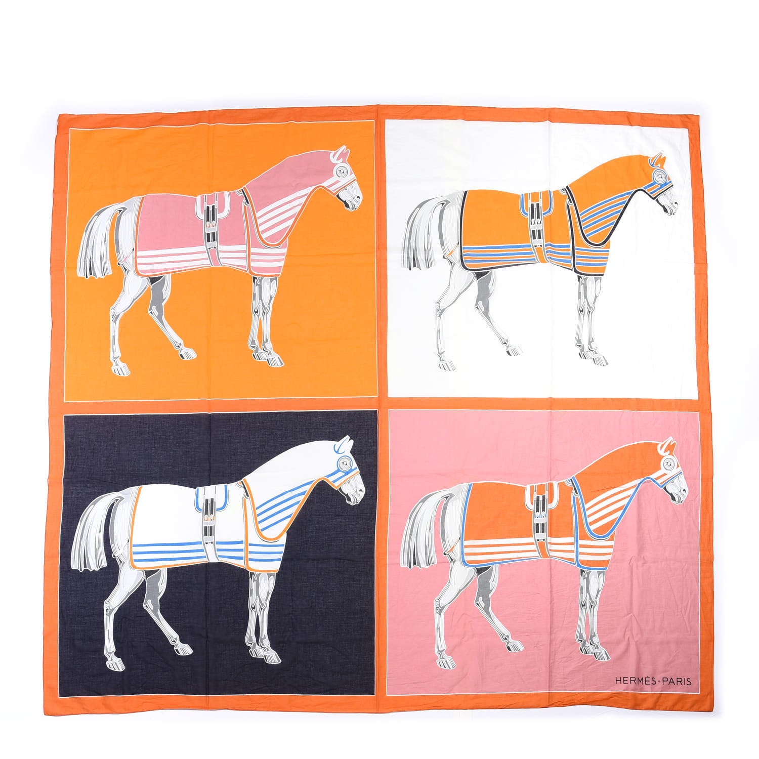 Hermes Cotton Rocabar a Cheval Pareo Orange Rose 1 of 3