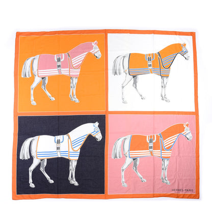 Hermes Cotton Rocabar a Cheval Pareo Orange Rose 1 of 3