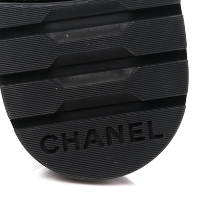 Chanel Calfskin Shiny Calfskin Quilted Lace Up Combat Boots 35 Dark Grey Black 6 of 10