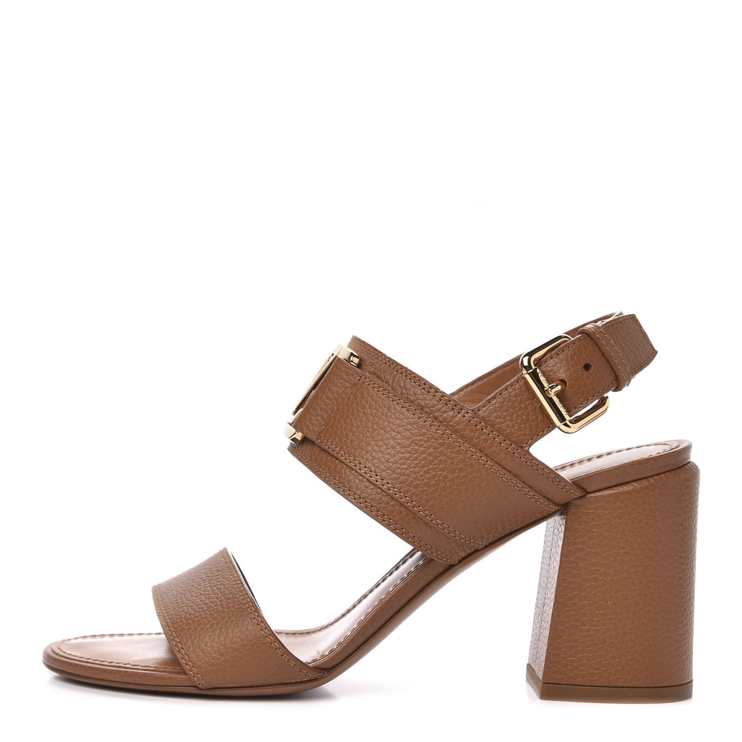 Grained Calfskin Horizon Sandals 37 Cognac Brown