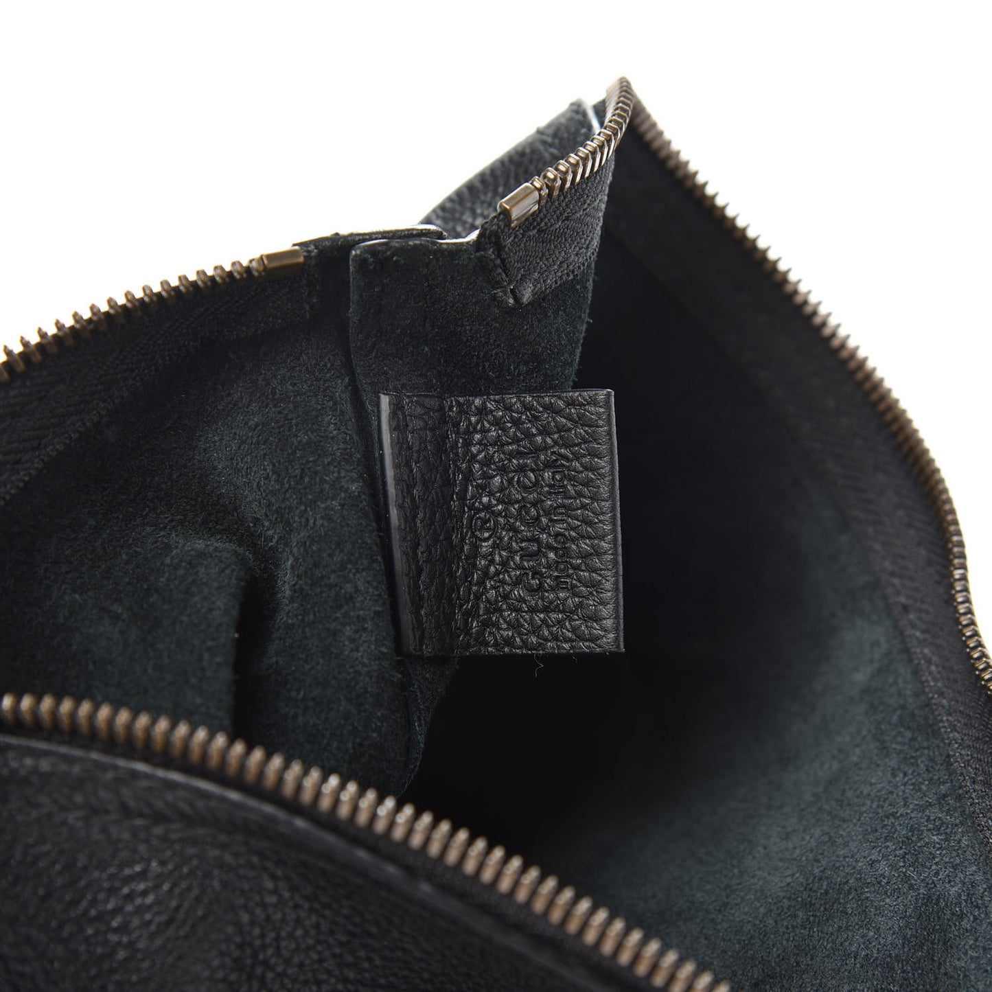 Pebbled Calfskin Medium Logo Portfolio Clutch Black