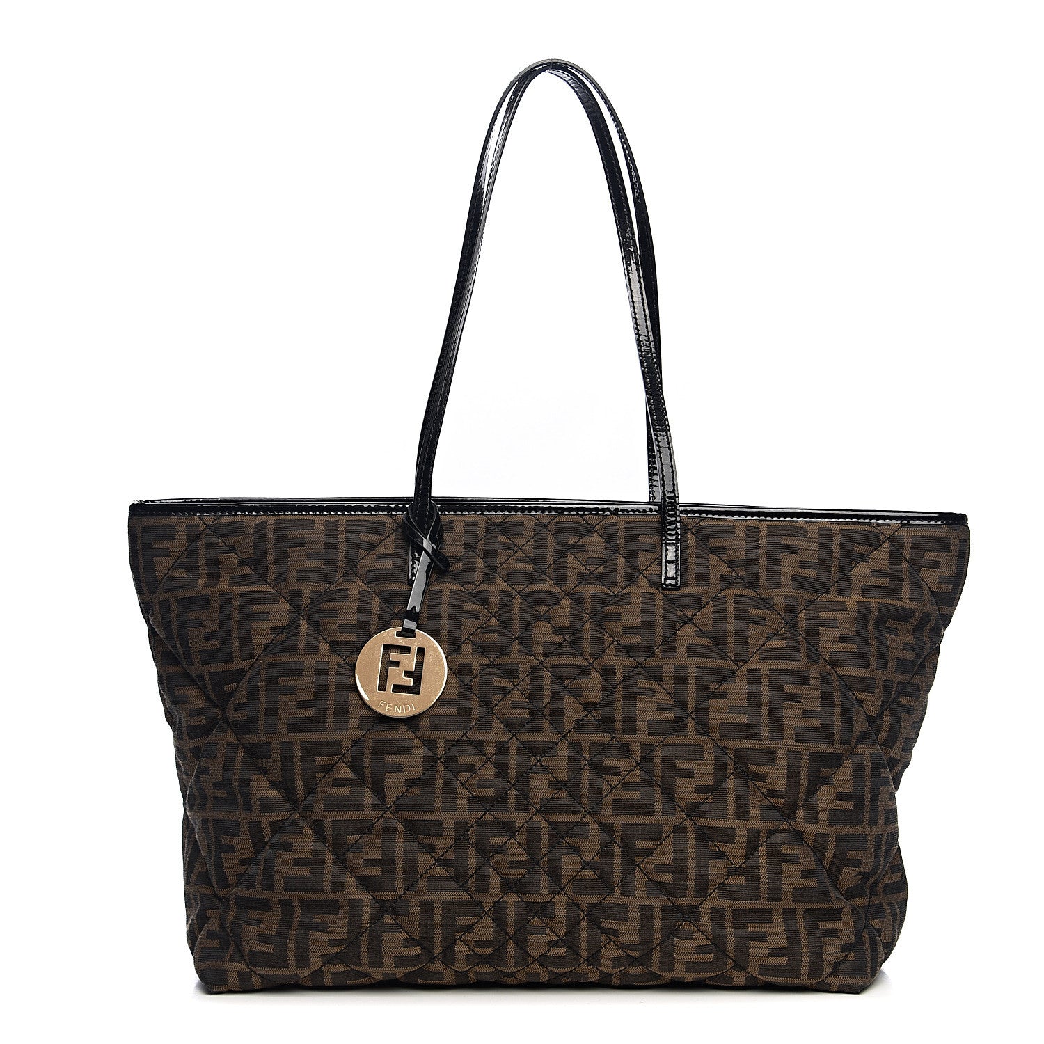 Fendi Zucca Quilted Medium Roll Tote Tobacco Black 1 of 9