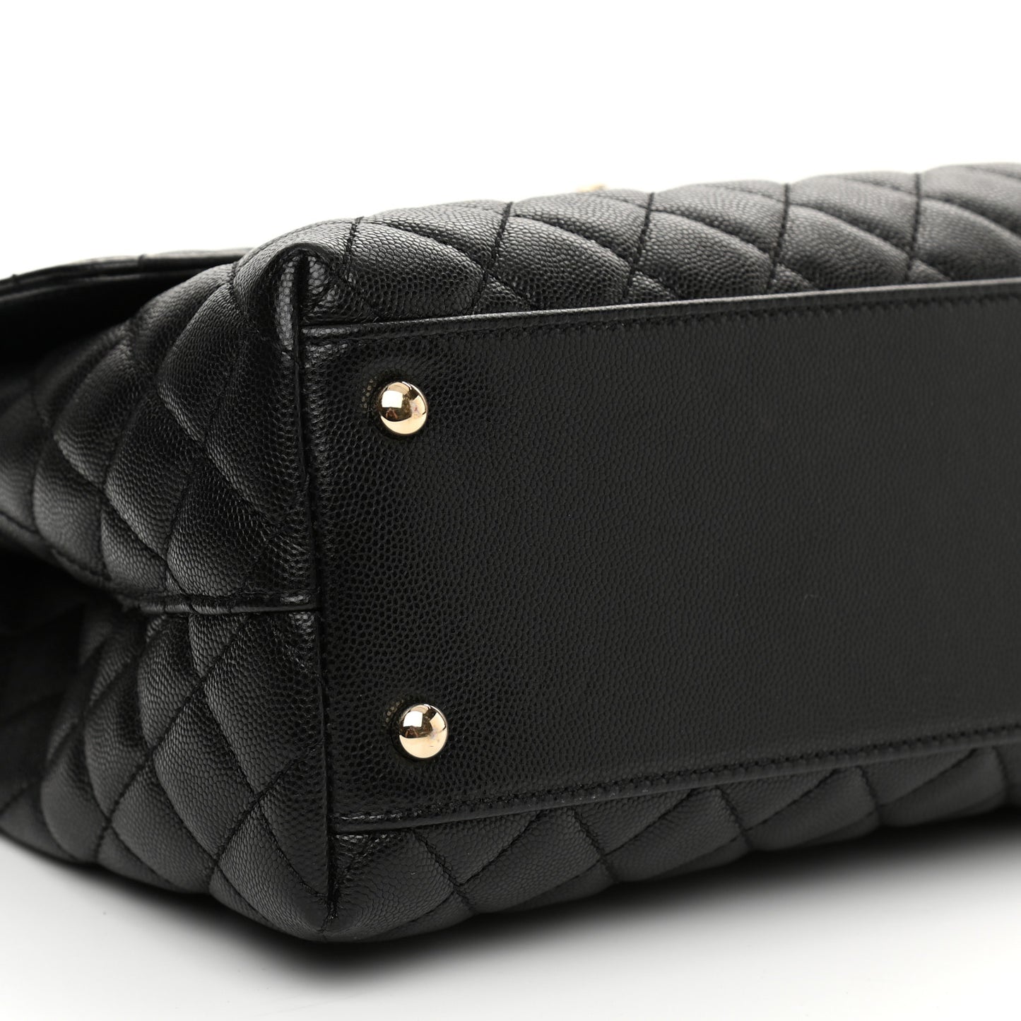 Caviar Quilted Medium Coco Handle Flap Black