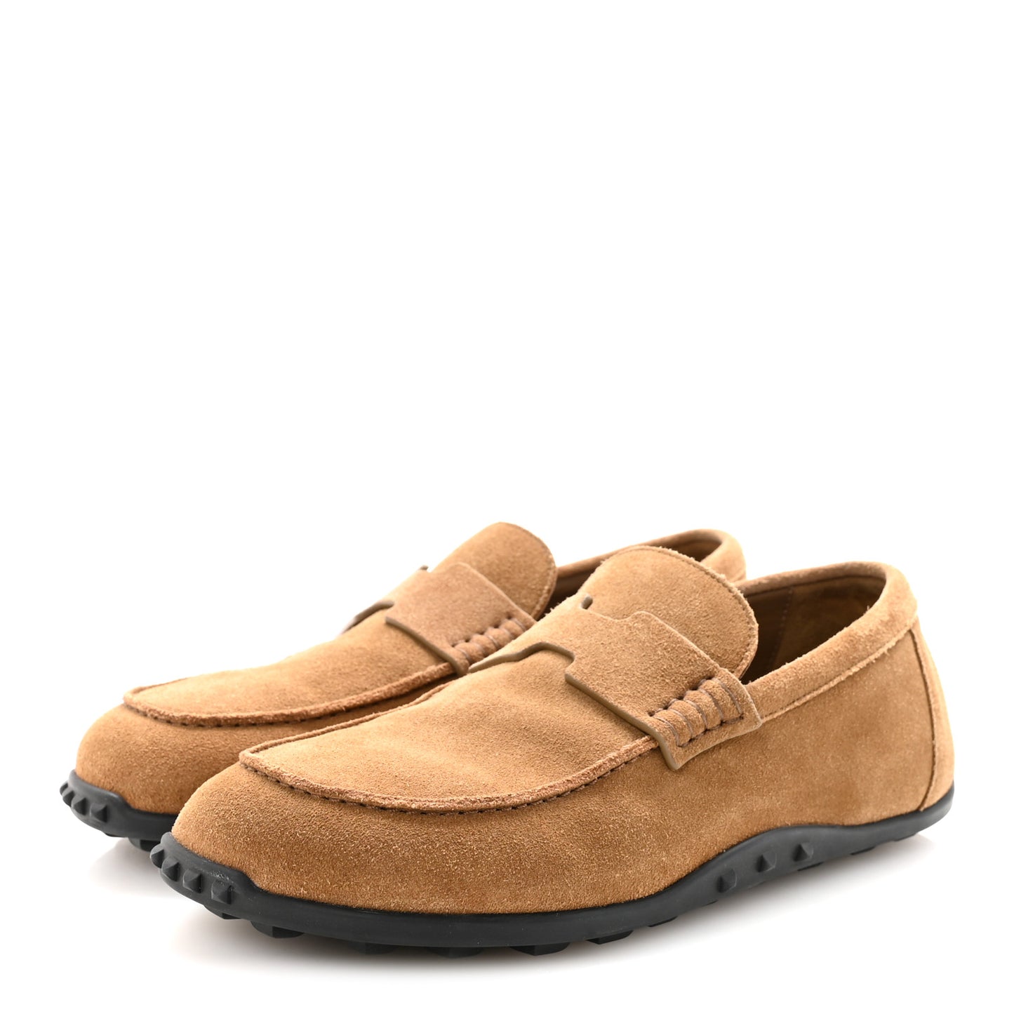 Suede Calfskin Womens Lazy Loafers 37.5 Brune Fume