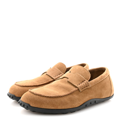 Hermes Suede Calfskin Womens Lazy Loafers 37.5 Brune Fume 4 of 10