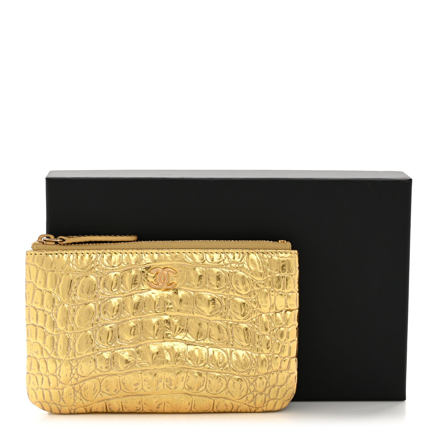Chanel Metallic Calfskin Crocodile Embossed Cocodile Small