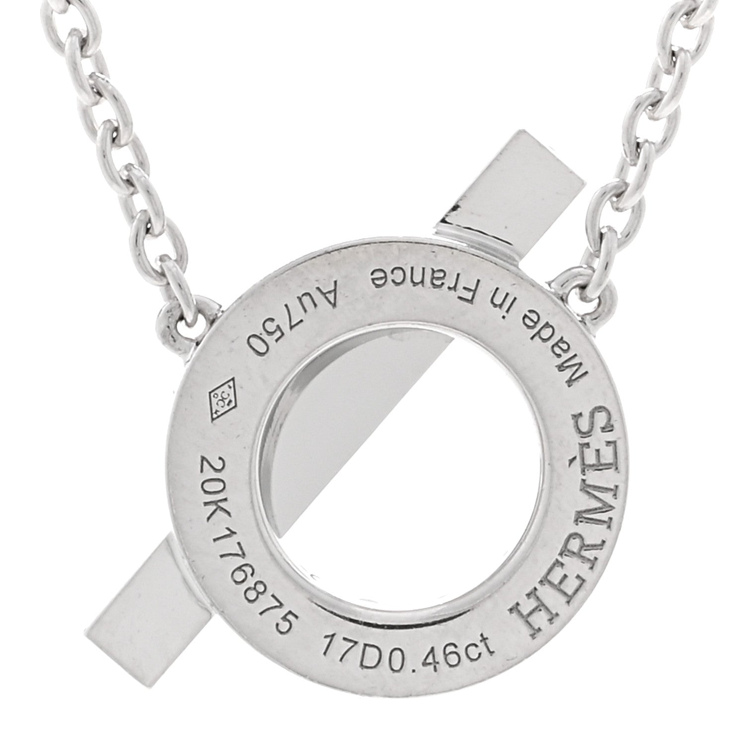 Hermes 18K White Gold Diamond Finesse Pendant Necklace 4 of 4