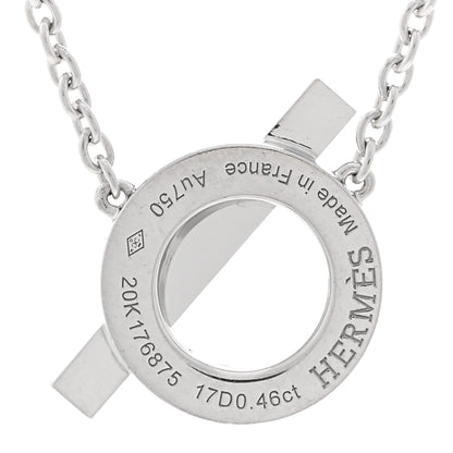 Hermes 18K White Gold Diamond Finesse Pendant Necklace 4 of 4