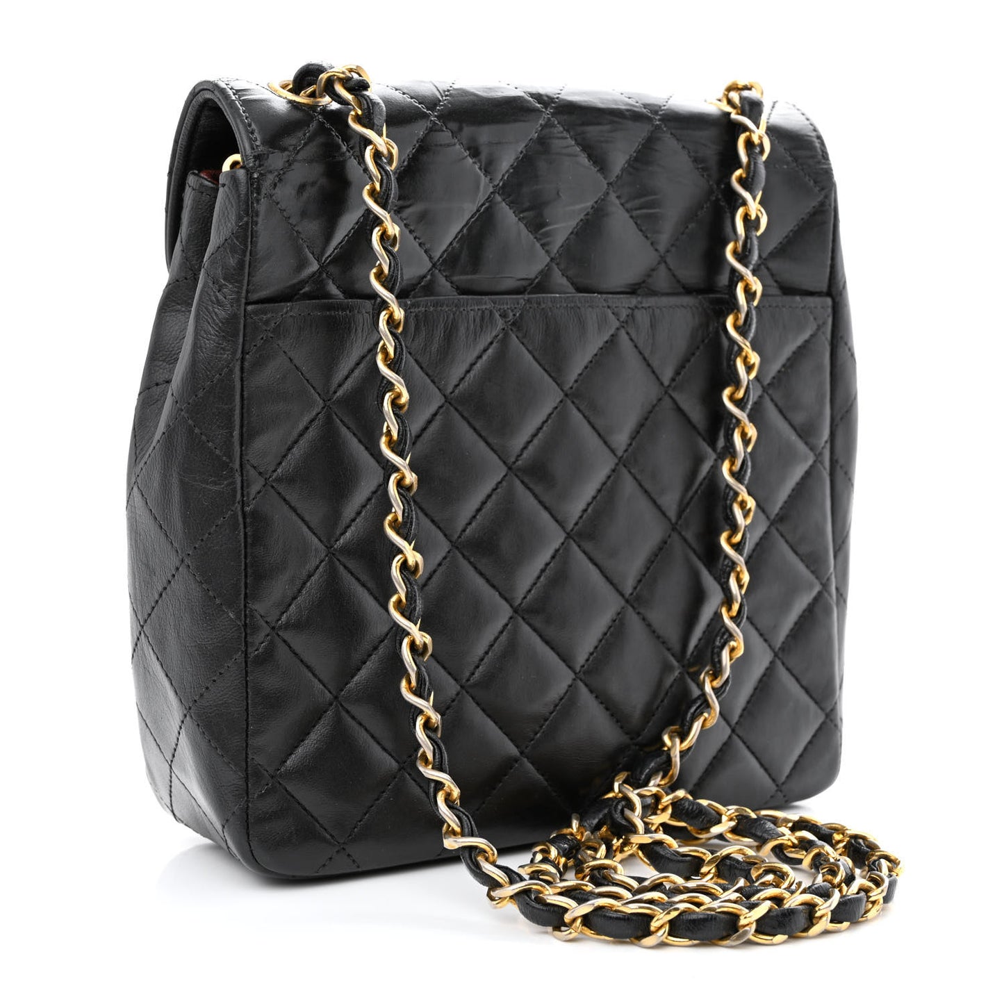 Lambskin Quilted Single Flap Black