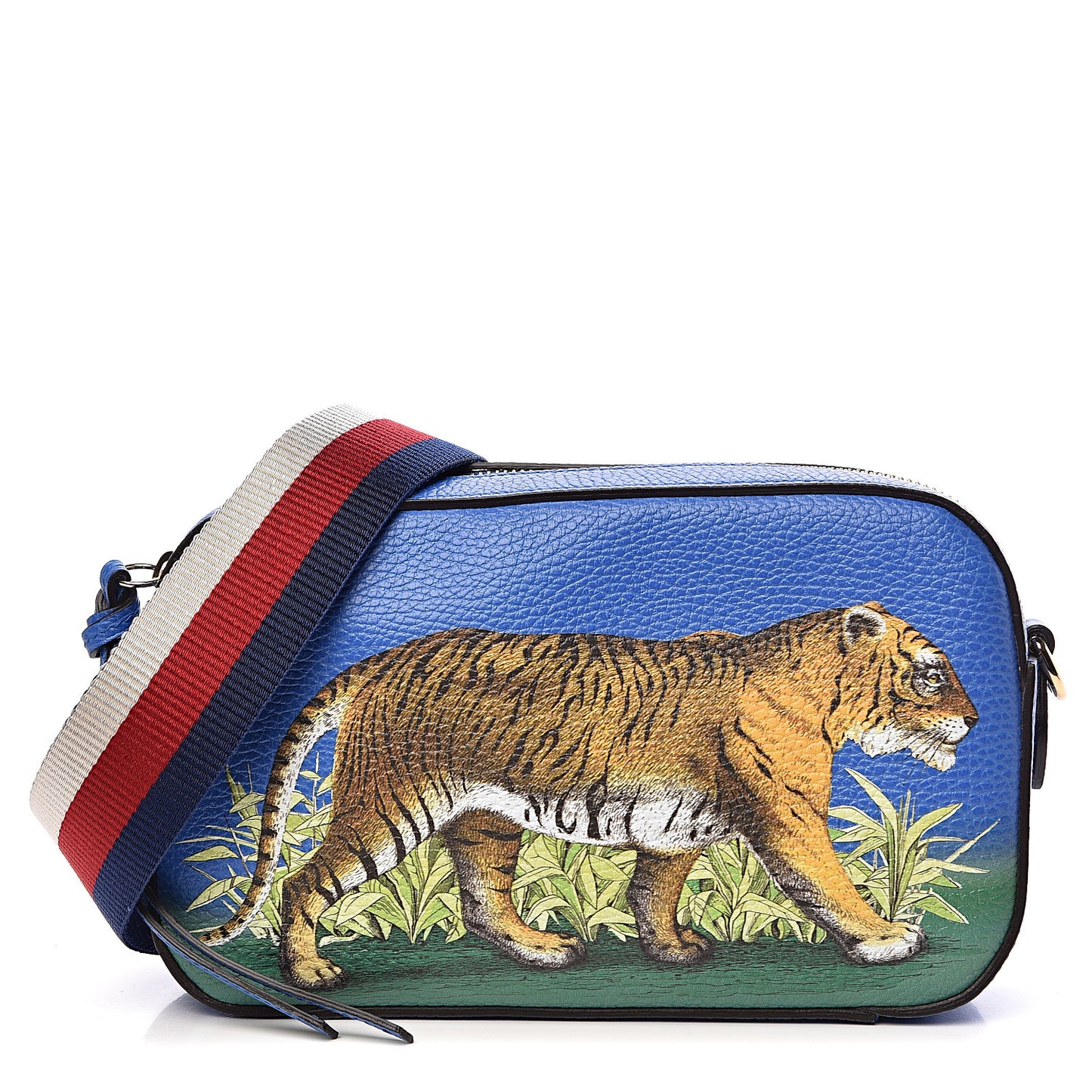 Calfskin Sylvie Tiger Print Camera Bag Multicolor Dark Sky