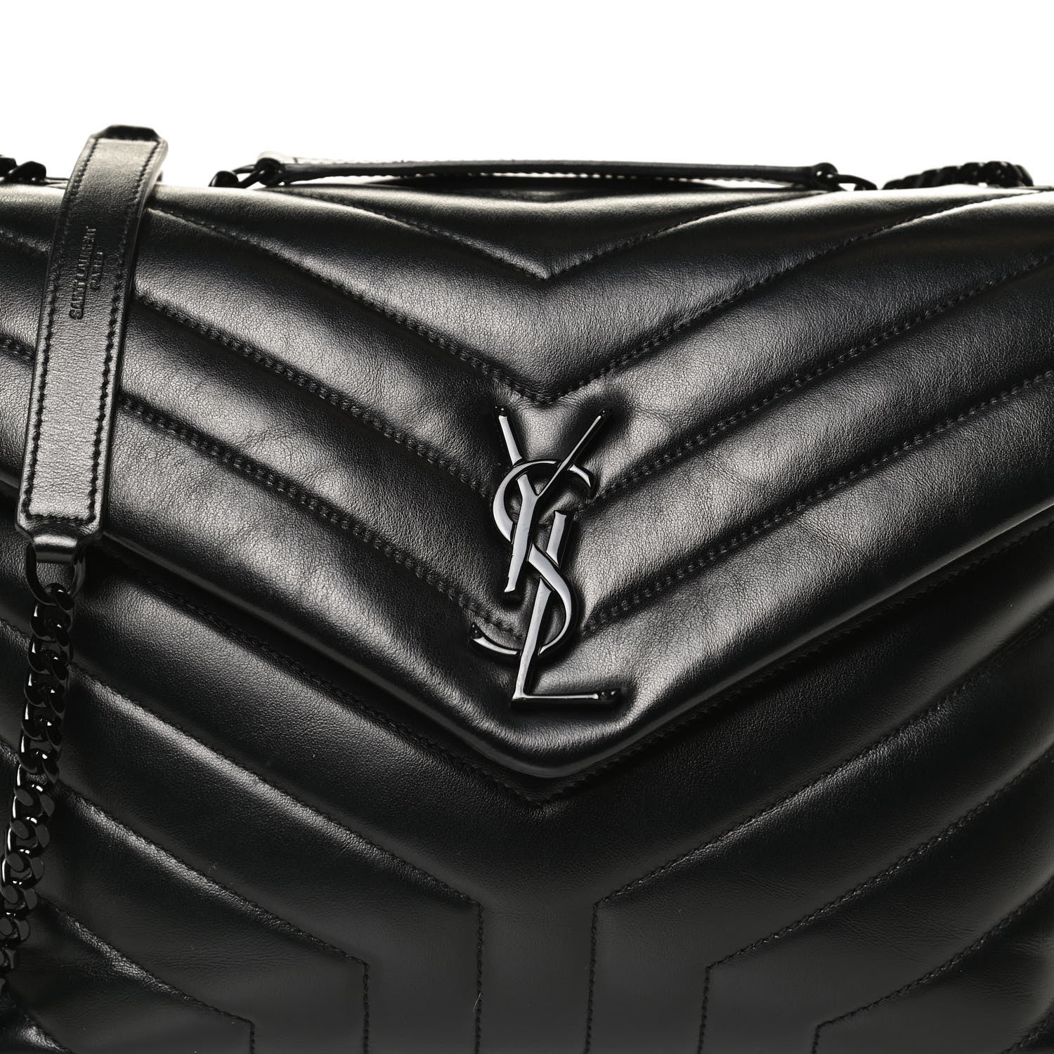 Saint Laurent Calfskin Y Quilted Monogram Medium Loulou Chain Satchel Black 10 of 14