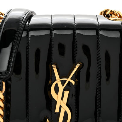 Saint Laurent Patent Calfskin Matelasse Monogram Small Vicky Chain Bag Black 8 of 10