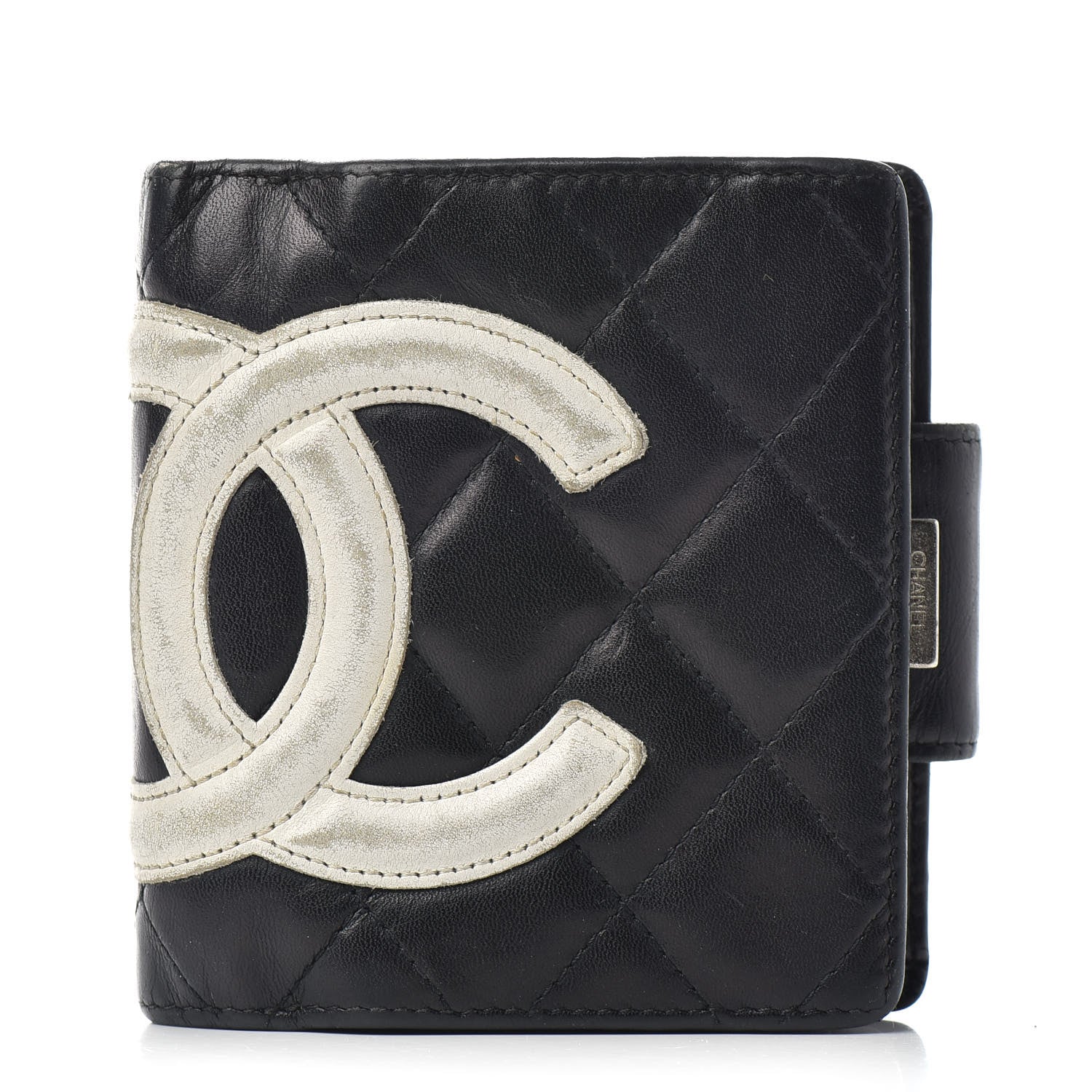 Chanel Calfskin Quilted Cambon Bi-Fold Wallet Black White 1 of 7