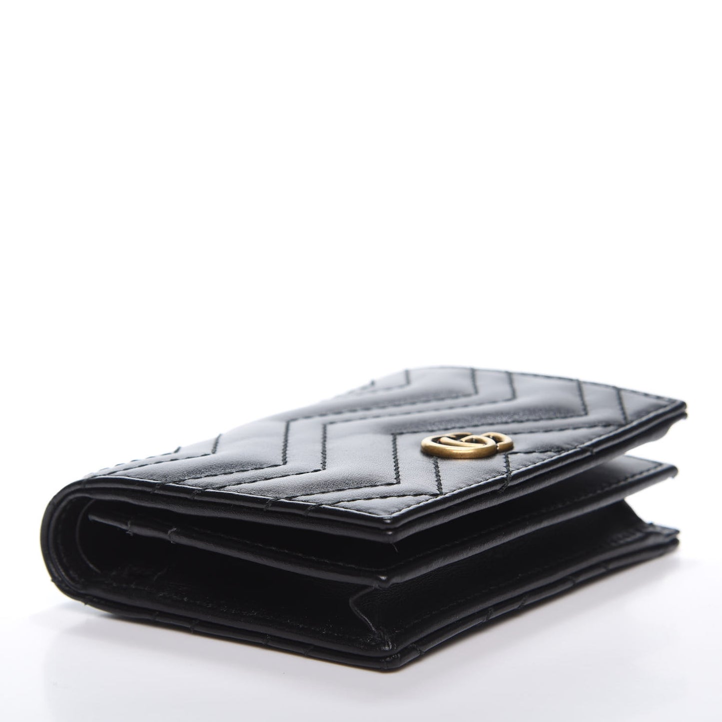 Calfskin Matelasse GG Marmont Card Case Wallet Black