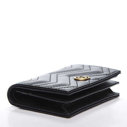 Gucci Calfskin Matelasse GG Marmont Card Case Wallet Black 3 of 12