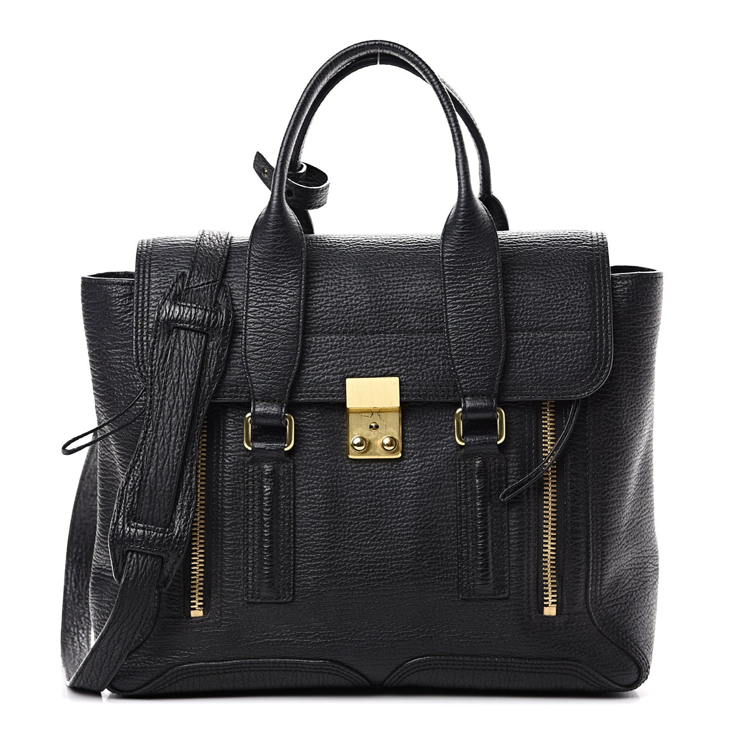 3.1 Textured Calfskin Medium Pashli Satchel Black
