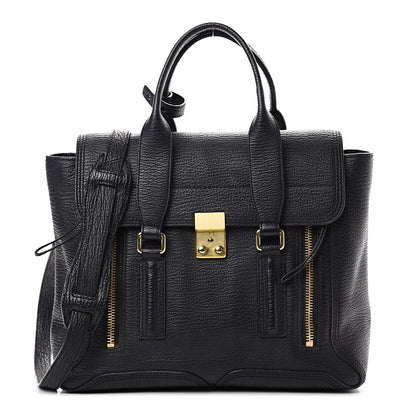 3.1 Phillip Lim 3.1 Textured Calfskin Medium Pashli Satchel Black 1 of 19