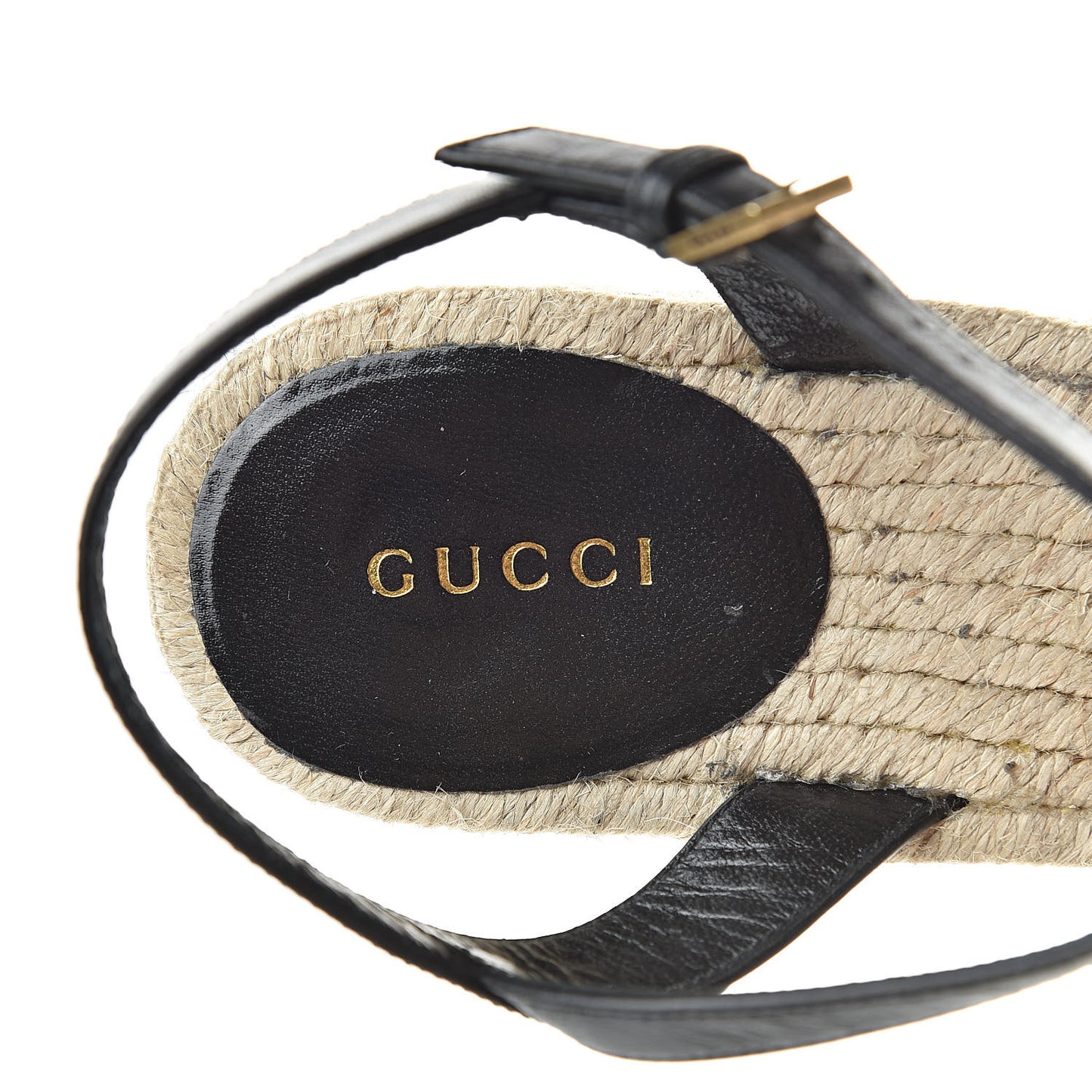 Cotton Malaga Kid Crochet Pearly GG Lilibeth Espadrille Platform Sandals 38.5 Black