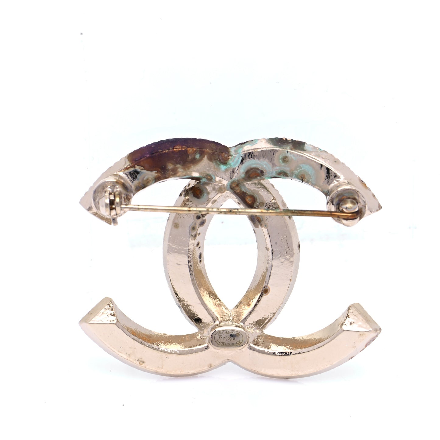Baguette Crystal CC Brooch Gold