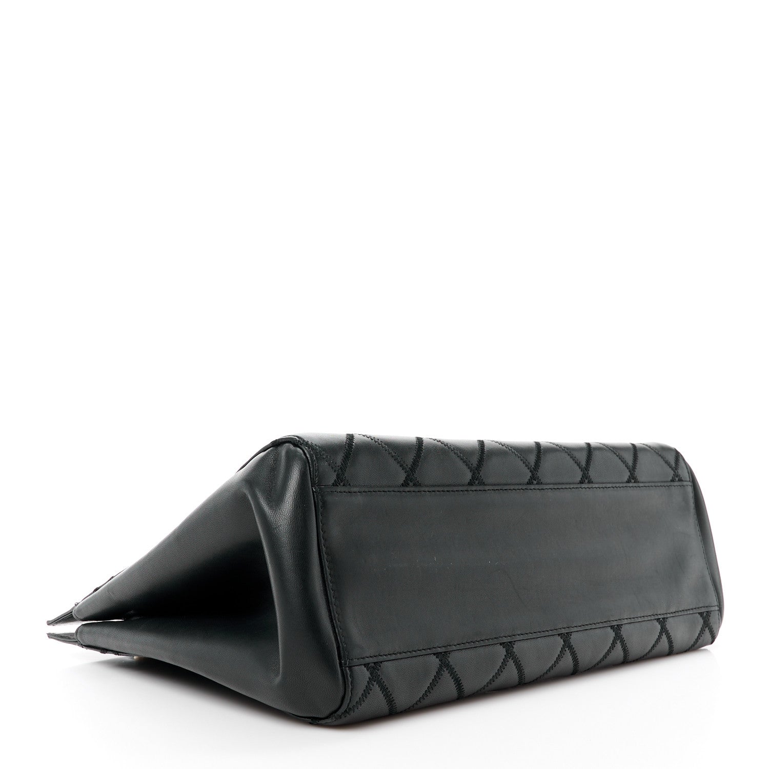 Chanel Lambskin Quilted Chain Shopping Tote Black 4 of 11