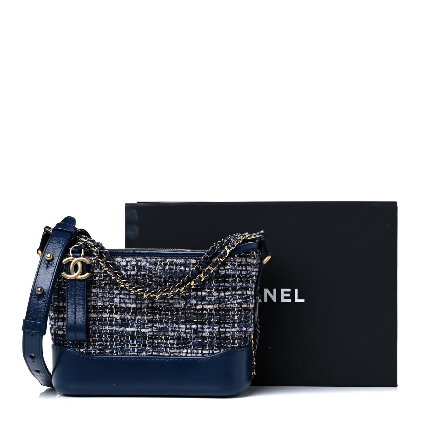 Tweed Calfskin Small Gabrielle Hobo Blue
