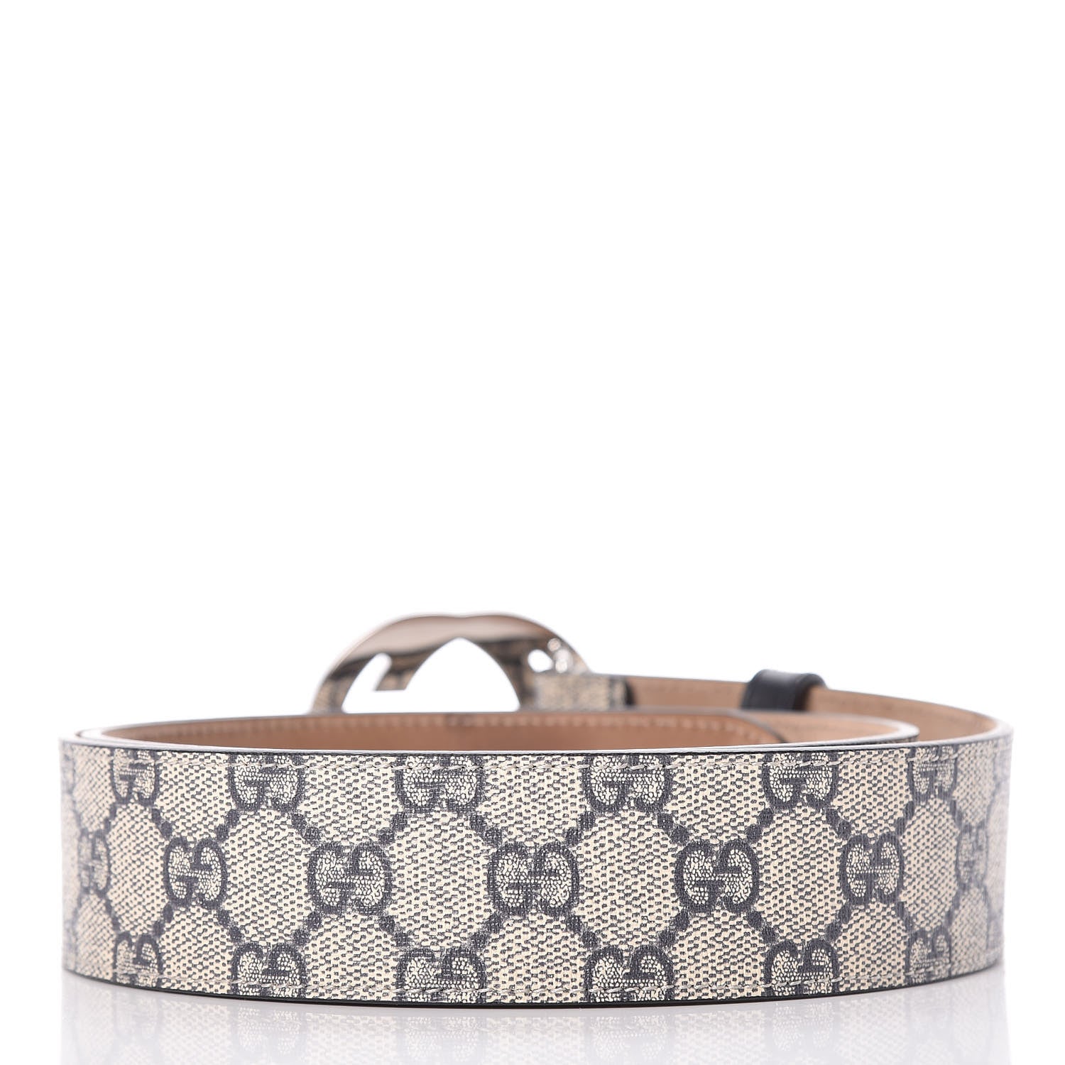Gucci GG Supreme Monogram Selleria Calfskin Interlocking G 40mm Belt 90 36 Beige Blue 4 of 10