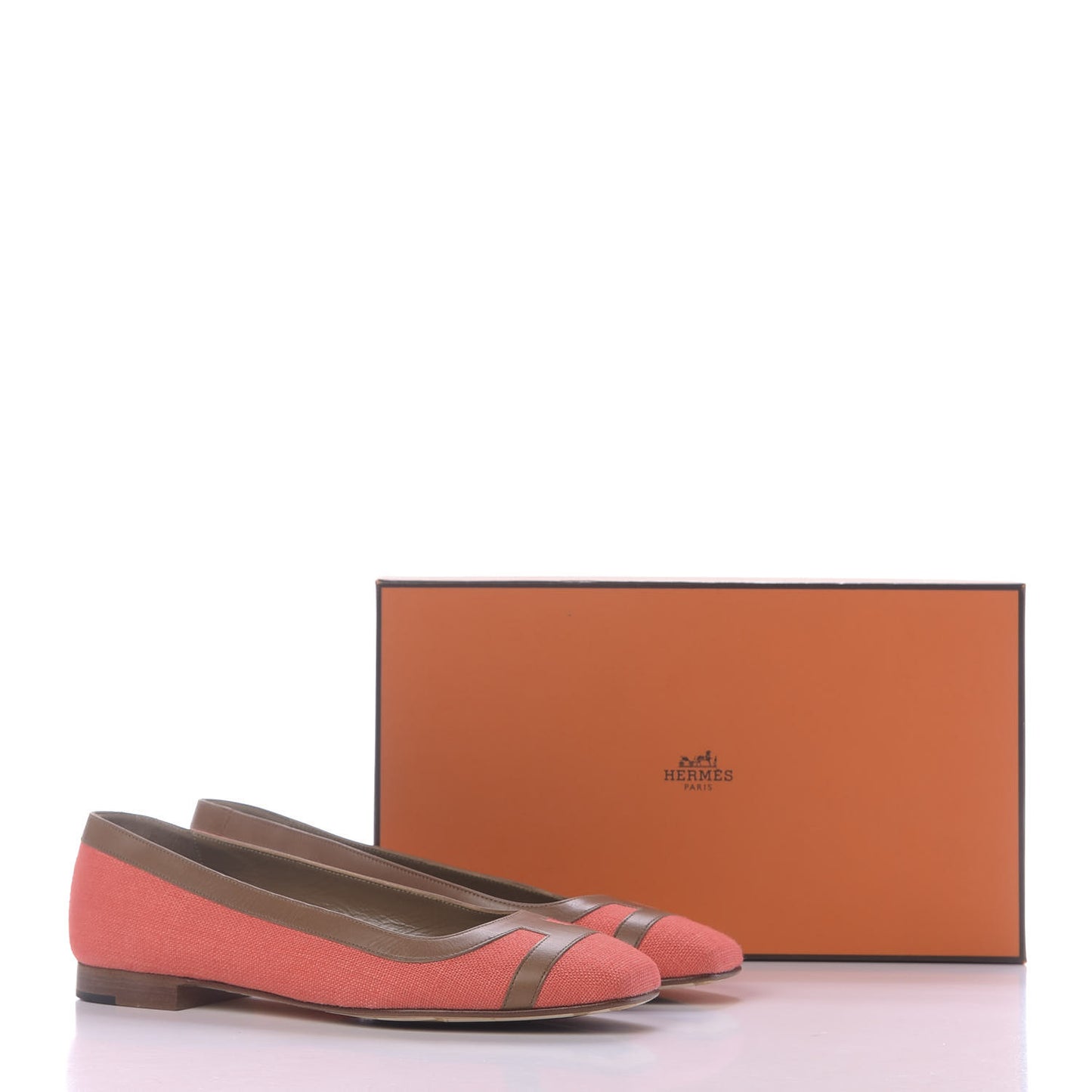 Linen Calfskin Infinitif Ballerina Flats 37 Orange Poppy Natural