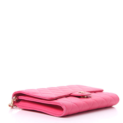 Chanel Lambskin Quilted Wallet on Removable Chain Fuchsia 4 of 16